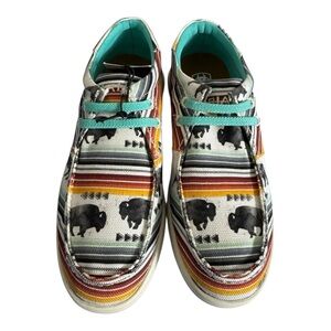 Ariat Hilo Buffalo Print Kids Shoes Sz US 13 EUR 30.5 Slip On Unisex NEW